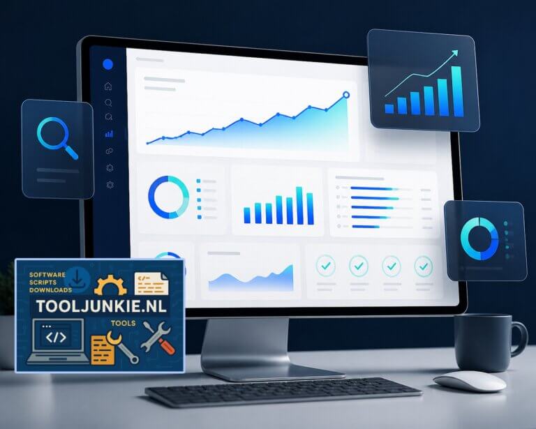 Tooljunkie.nl-dashboard met groeigrafieken en analytische diagrammen